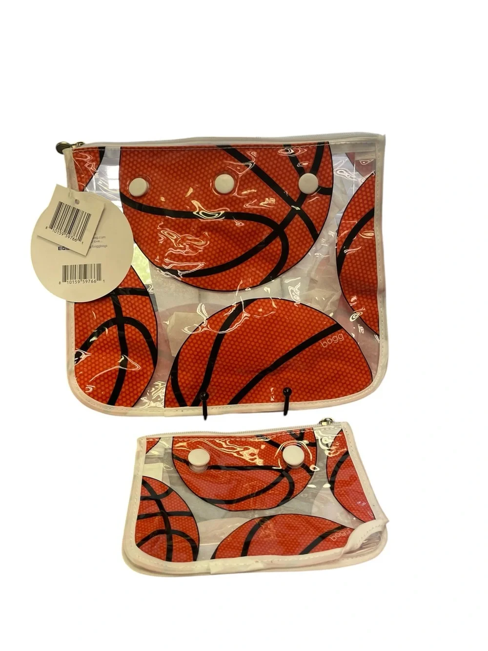 BOGG BAG Clear Cosmetic Insert with Orange Basketball Motif